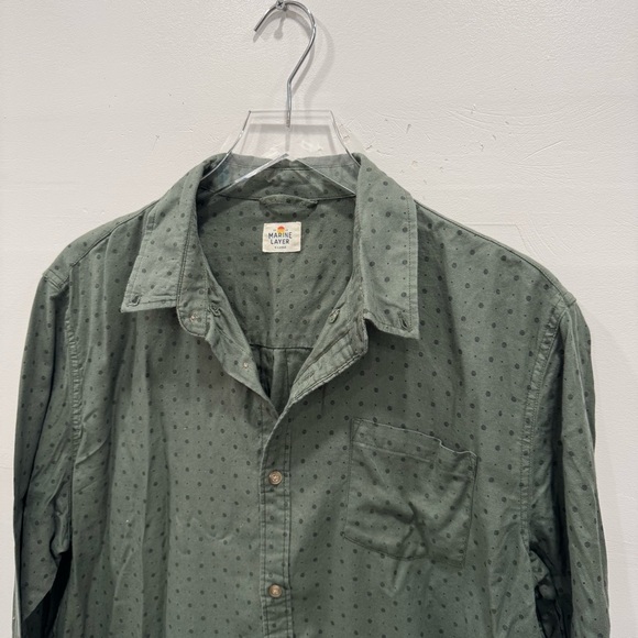 Marine Layer Green Long Sleeve Button Down Shirt XL *flawed* - Picture 2 of 8